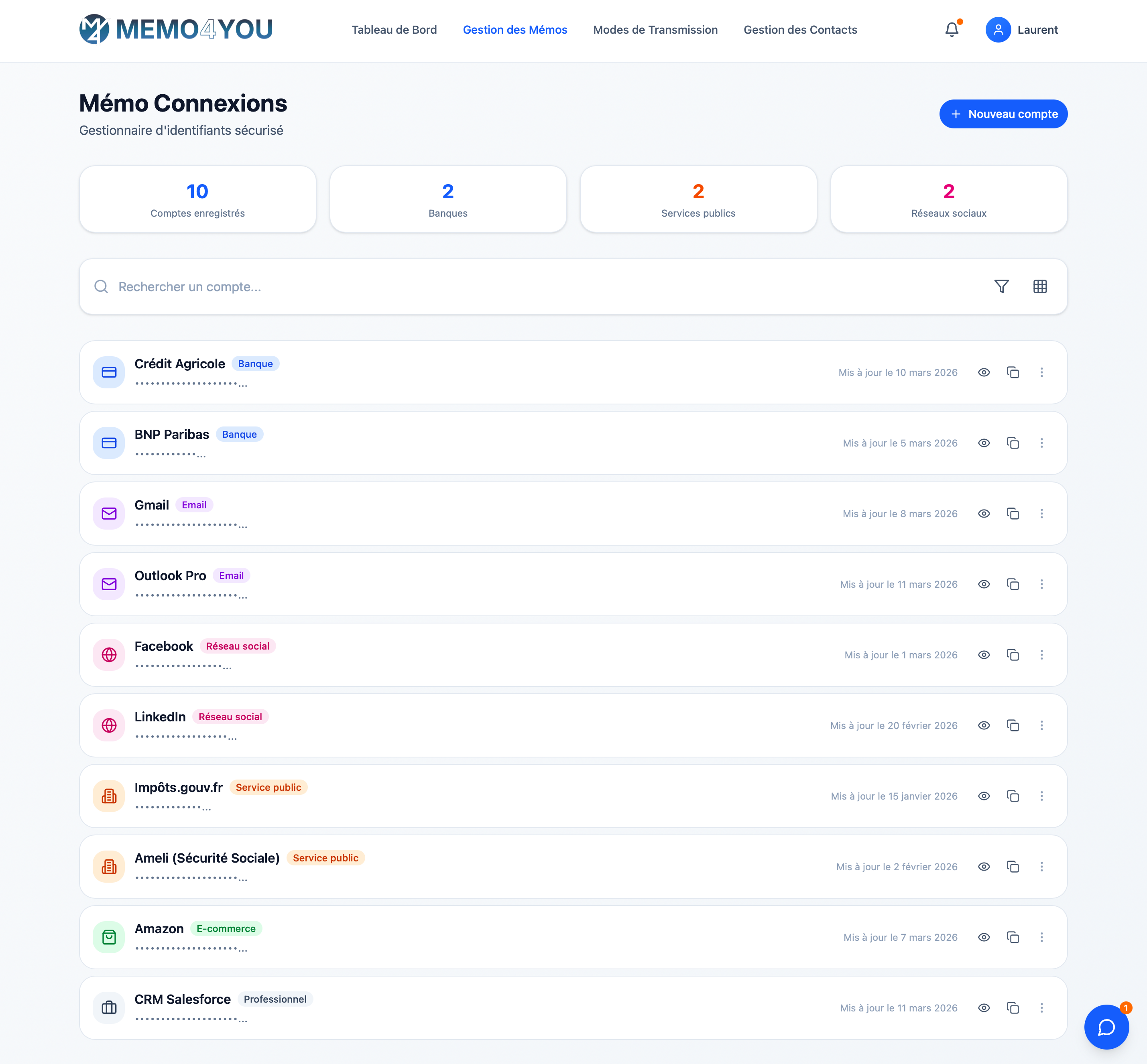 Mémo Connexion